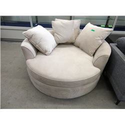 5 Foot Diameter Ivory Fabric Cuddler Chair