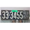 Image 1 : Rare USA 1928 Nebraska License Plate - One Plate