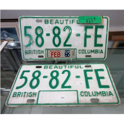 Pair of BC License Plate with 1 Expo 86 Tag