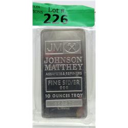 10 Oz Johnson Matthey .999 Silver Bar