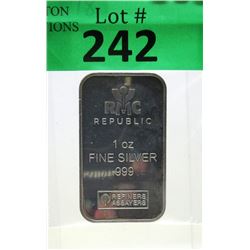 1 Oz Republic Metals Corp .999 Silver Bar