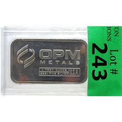 1 Oz. Ohio Precious Metals .999+ Silver Bar