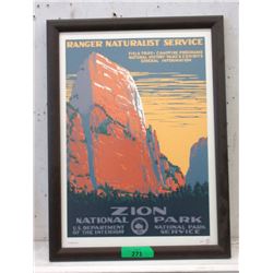 Framed 1995 Zion National Park Poster
