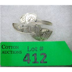 Signed Haida Sterling Silver Pendant / Brooch