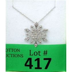 Sterling Silver and Diamond Snowflake Necklace
