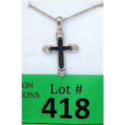 New Genuine Blue Diamond Cross with Chain