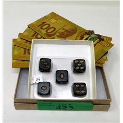 Skull Pip Dice & 6 Canadian$100 Novelty Notes