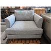 Image 1 : New Grey Fabric Arm Chair with Wood Legs -34" wide