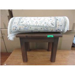 Wood End Table and Carpet Runner