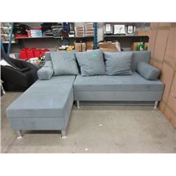 New SofaLab Blue Microfiber Condo Size Sofa Bed