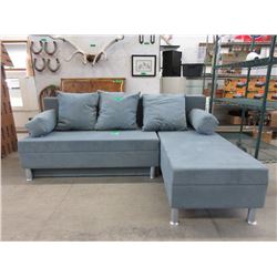 New SofaLab Blue Microfiber Condo Size Sofa Bed