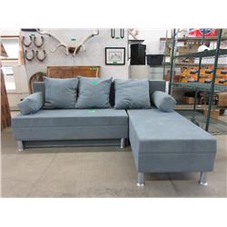 New SofaLab Blue Microfiber Condo Size Sofa Bed