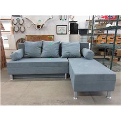 New SofaLab Blue Microfiber Condo Size Sofa Bed