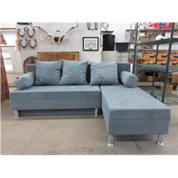 New SofaLab Blue Microfiber Condo Size Sofa Bed