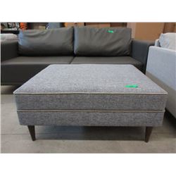 New Grey Fabric Ottoman w/ Contrasting Piping