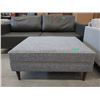 Image 1 : New Grey Fabric Ottoman w/ Contrasting Piping
