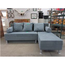 New SofaLab Blue Microfiber Condo Size Sofa Bed