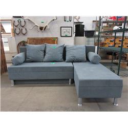 New SofaLab Blue Microfiber Condo Size Sofa Bed