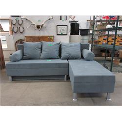 New SofaLab Blue Microfiber Condo Size Sofa Bed