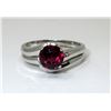 Image 1 : 14 KT White Gold Garnet Solitaire Ring