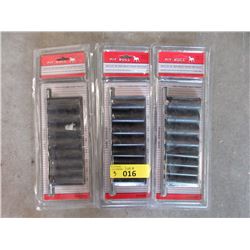 3 New 9 Piece 3/8 Drive Deep Impact Socket Sets