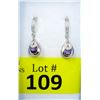 Image 1 : New Diamond & Amethyst Sterling Silver Earrings