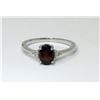 Image 1 : 1 CT Garnet & Diamond Sterling Silver Ring