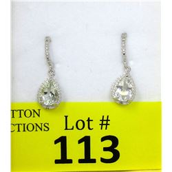 New Green Amethyst & Diamond Dangle Earrings