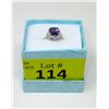 Image 2 : Amethyst & Diamond Sterling Silver Solitaire Ring