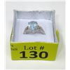 Image 2 : Blue Topaz & Diamond Sterling Silver Ring