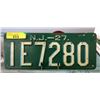 Image 1 : Rare USA 1927 New Jersey License Plate - 1 Plate