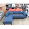 Image 1 : New Blue Fabric Upholstered Sofa with Chaise