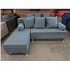 Image 1 : New SofaLab Blue Microfiber Condo Size Sofa Bed