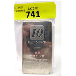 10 Troy Ounce .9999 Fine Silver Kitco Bar