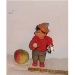 PLAYS as you want Rare original clothes old Pinocchio soft toy plays cymbals with key U move head