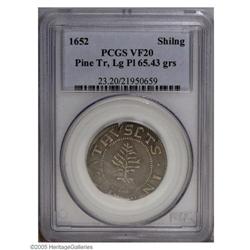 1652 SHILNG Pine Tree Shilling, Large Planchet VF20 PC 1652[SHILNG] Pine Tree Shilling, Large Planch