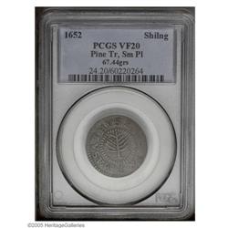 1652 SHILNG Pine Tree Shilling, Small Planchet VF20 PC 1652[SHILNG] Pine Tree Shilling, Small Planch