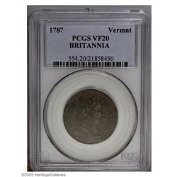 1787 COPPER Vermont Copper, BRITANNIA VF20 PCGS. RR-13 1787[COPPER] Vermont Copper, BRITANNIA VF20 P