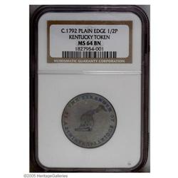 (1792-94) TOKEN Kentucky Token, Plain Edge MS64 Brown (1792-94)[TOKEN] Kentucky Token, Plain Edge MS
