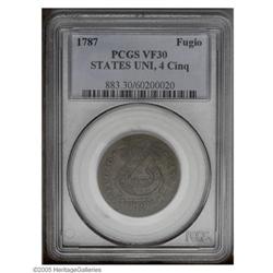 1787 1C Fugio Cent, STATES UNITED, Cinquefoils VF30 PC 1787[1C] Fugio Cent, STATES UNITED, Cinquefoi