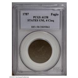 1787 1C Fugio Cent, STATES UNITED, Cinquefoils AU58 PC 1787[1C] Fugio Cent, STATES UNITED, Cinquefoi