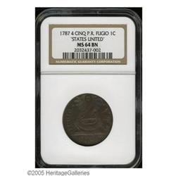 1787 1C Fugio Cent, STATES UNITED, Cinquefoils MS64 Br 1787[1C] Fugio Cent, STATES UNITED, Cinquefoi
