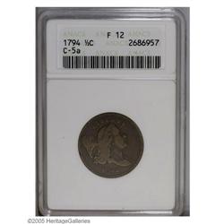 1794 1/2 C Fine 12 ANACS. C-5a, B-3b, R.4. The variety 1794[1/2 C] Fine 12 ANACS.