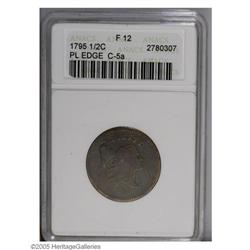 1795 1/2 C Plain Edge Fine 12 ANACS. B-5a, C-5a, R.3. 1795[1/2 C] Plain Edge Fine 12 ANACS.