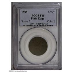1795 1/2 C Plain Edge Fine 15 PCGS. B-6c, C-6a, R.2. A 1795[1/2 C] Plain Edge Fine 15 PCGS.