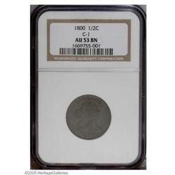 1800 1/2 C AU53 NGC. B-1, C-1, R.1. Good portions of t 1800[1/2 C] AU53 NGC.