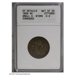 1806 1/2 C Small 6, Stems--Corroded--ANACS. XF Details 1806[1/2 C] Small 6, Stems--Corroded--ANACS. 