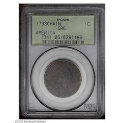 1793 Chain 1C AMERICA Good 6 PCGS. S-3, Low R.3. All f 1793 Chain[1C] AMERICA Good 6 PCGS.