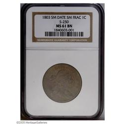 1803 1C Small Date, Small Fraction MS61 Brown NGC. S-2 1803[1C] Small Date, Small Fraction MS61 Brow