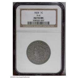 1824 1C AU55 NGC. N-4, High R.2. Medium brown surfaces 1824[1C] AU55 NGC.